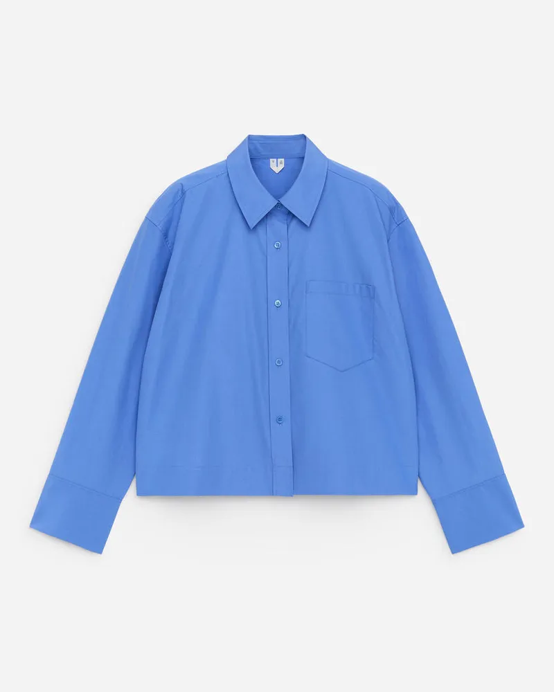 Arket Kurzes Baumwollhemd - Blau Blau