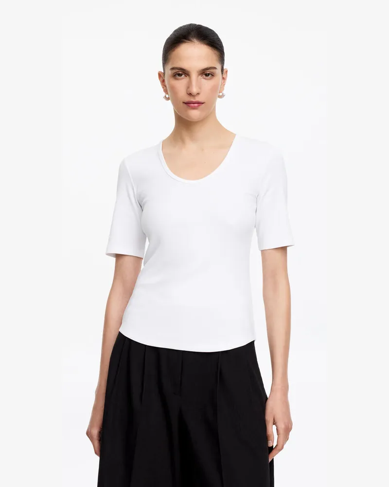 Arket Geripptes T-Shirt -Weiß Weiß