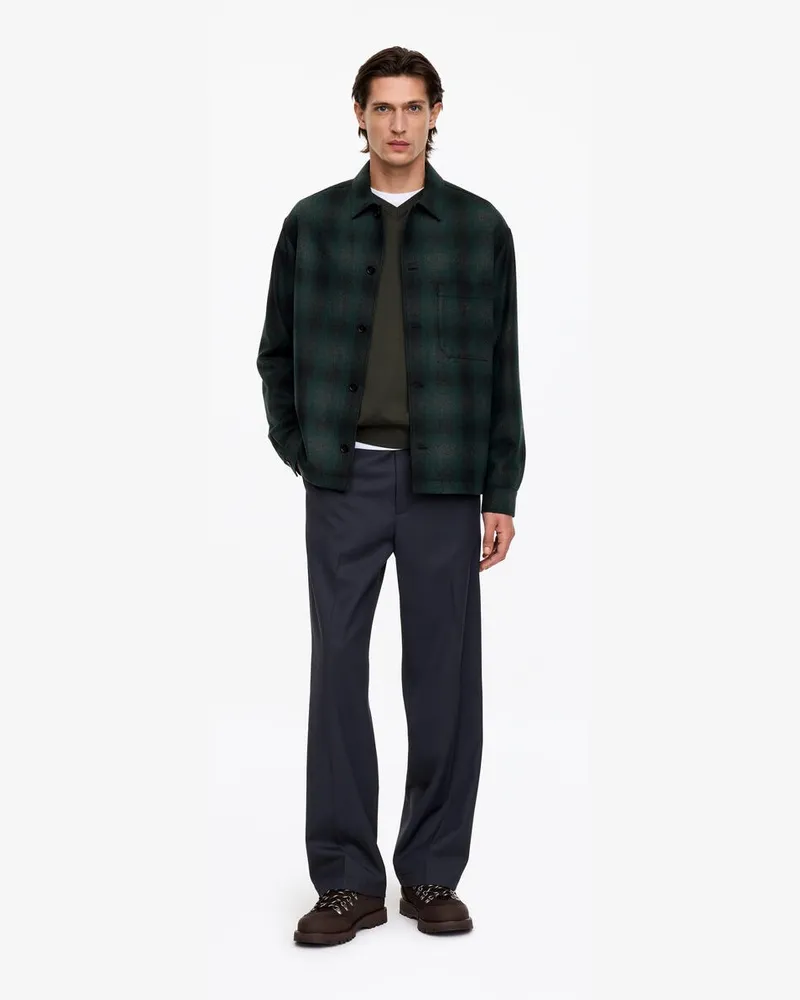 Arket Lockeres Overshirt Aus Wollmischung -Grün Grün