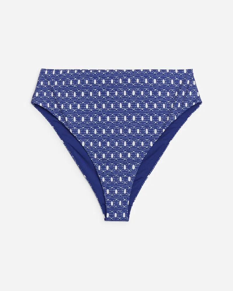 Arket Bikinihöschen Mit Hoher Taille - Blau|Weiß|Mehrfarbig Blau