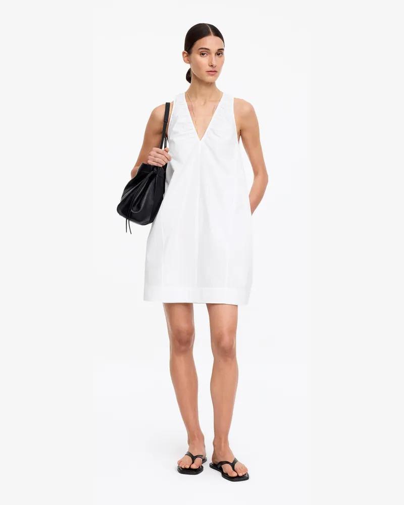 Arket Gerafftes Kleid Mit V-Ausschnitt -Weiß Weiß