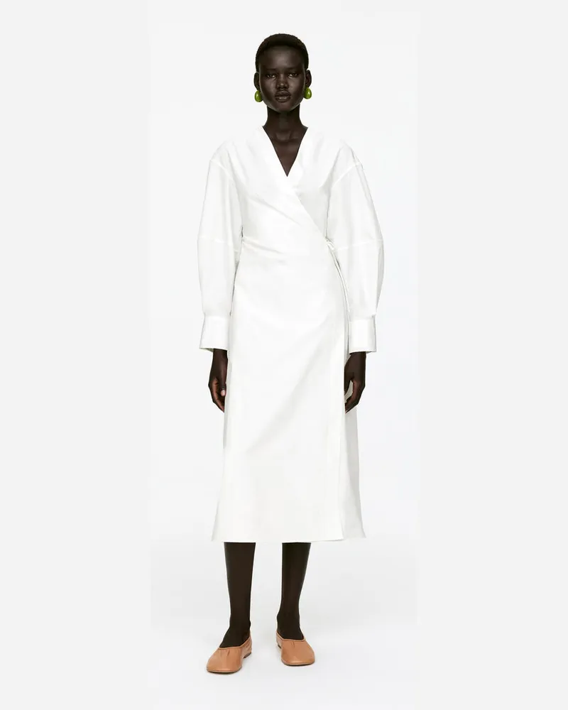 Arket Wickelkleid Aus Baumwolle -Weiß Weiß