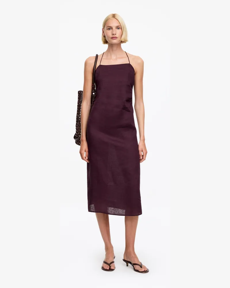 Arket Midikleid Aus Leinen -Lila Lila