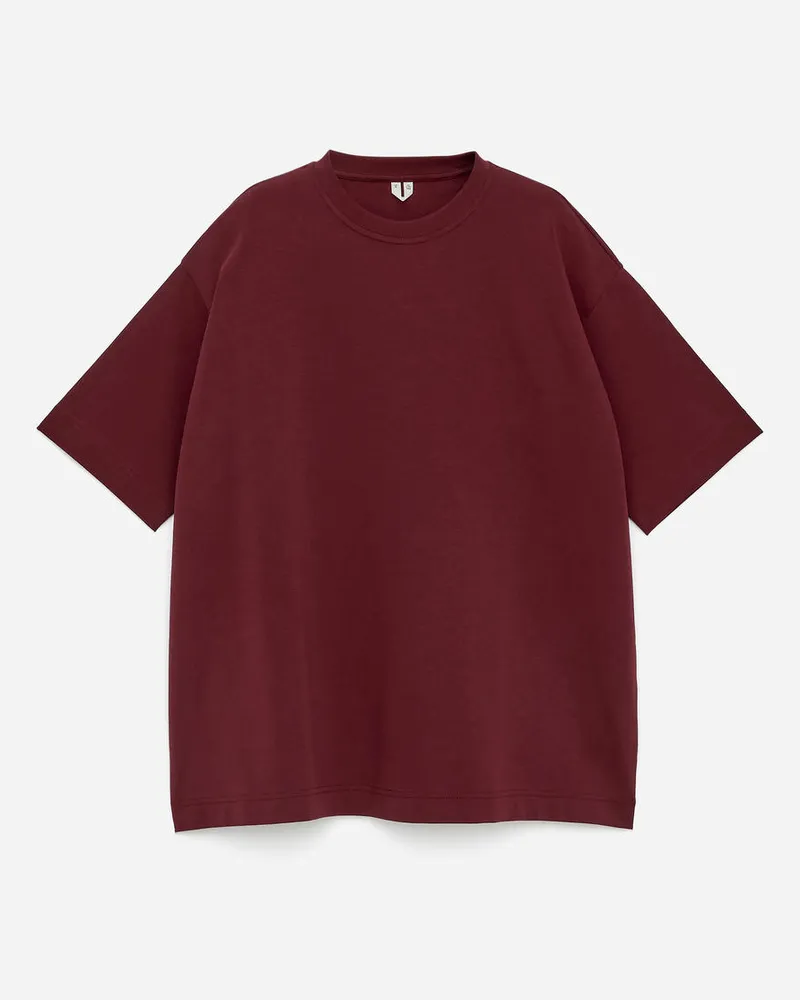 Arket Opal Interlock-T-Shirt - Rot Weinrot