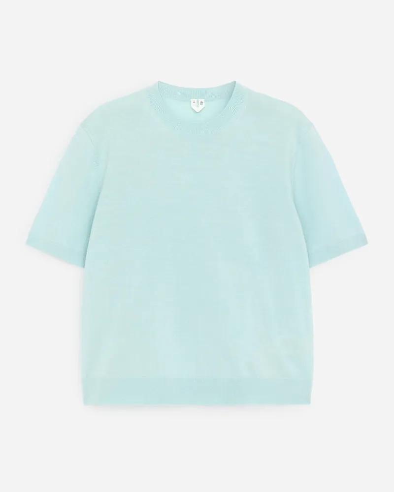 Arket Gestricktes T-Shirt Aus Merinowolle -Türkis Türkis