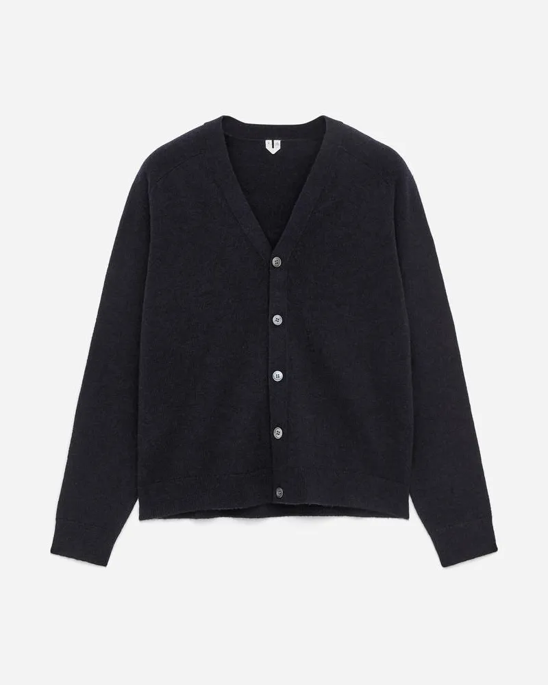 Arket Strickjacke Aus Lammwolle Mit V-Ausschnitt -Blau Blau