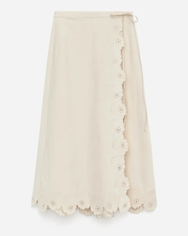 Arket Bestickter Rock - Beige Cremeweiß