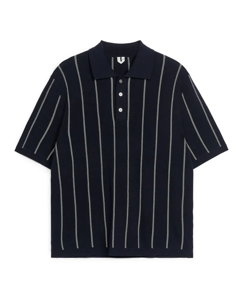 Arket Feinstrick-Poloshirt -Blau Blau
