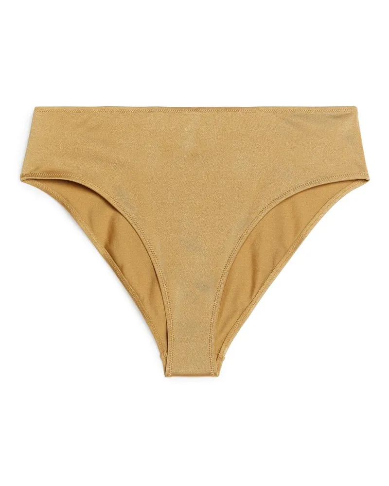 Arket Bikinihöschen Mit Hoher Taille - Goldfarben Gold