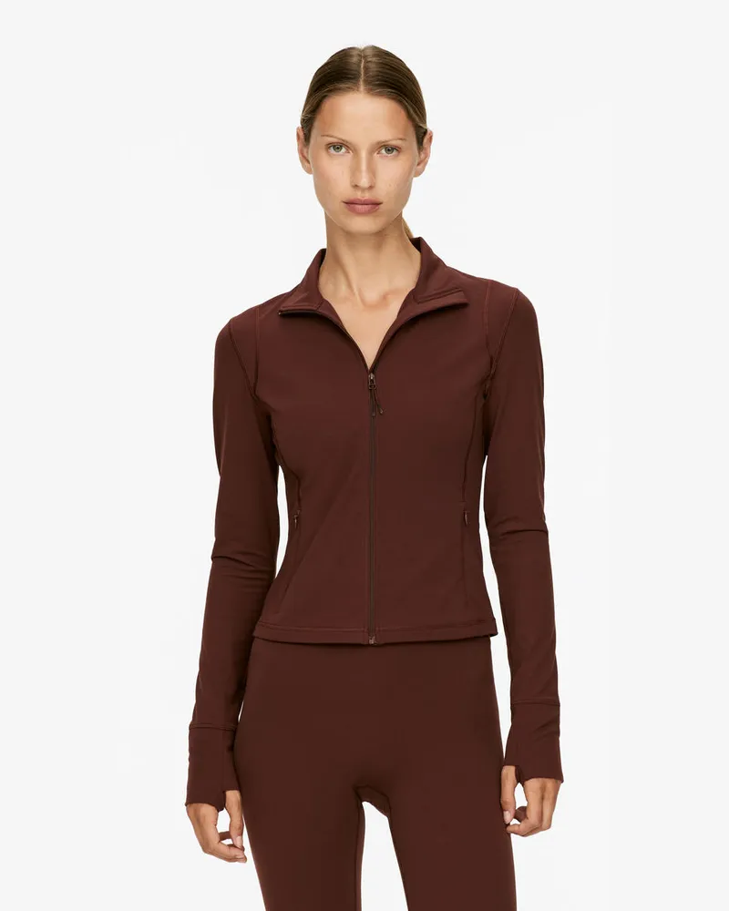Arket Weiche Stretch-Jacke Mit Reißverschluss -Braun Braun