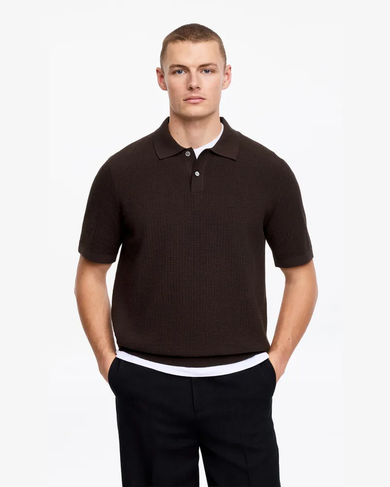Arket Gestricktes Poloshirt Aus Baumwolle -Braun Braun