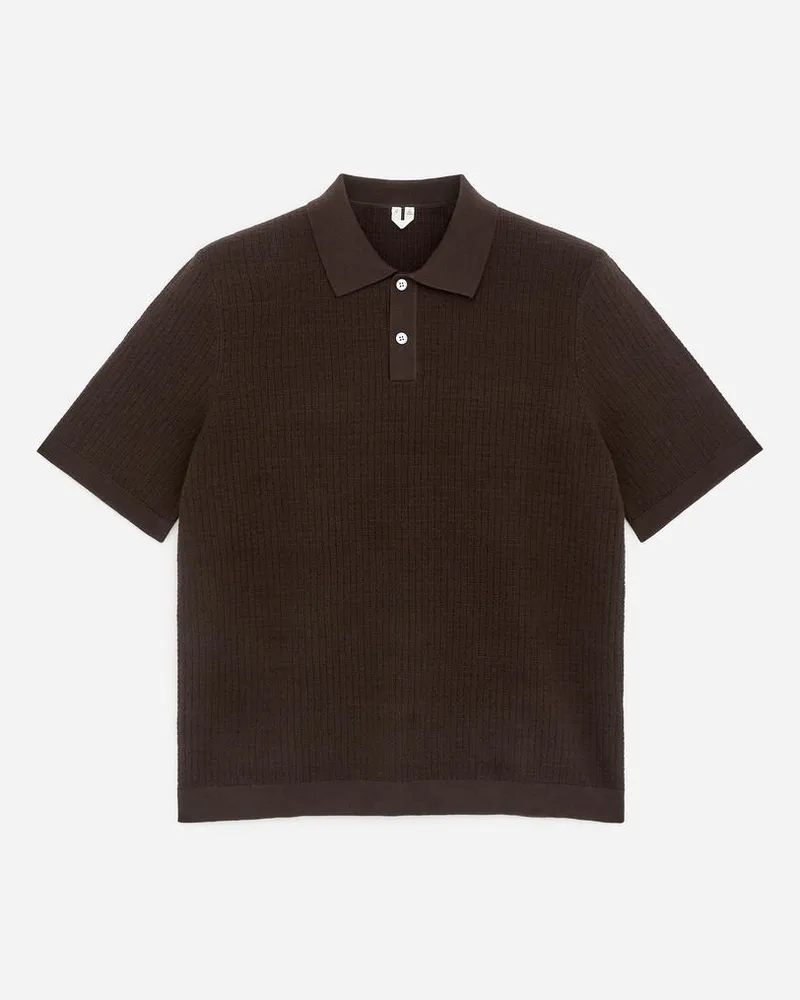 Arket Gestricktes Poloshirt Aus Baumwolle -Braun Braun