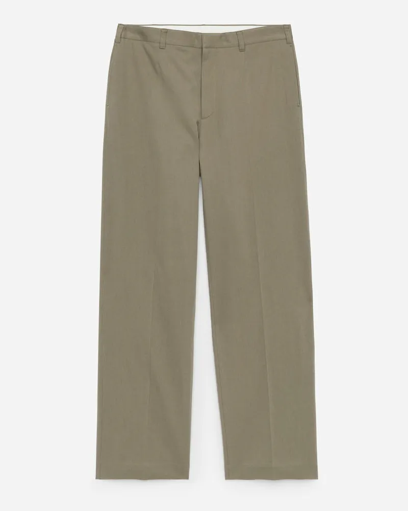 Arket Taillierte Hose Mit Weiter Passform - Grün Khaki