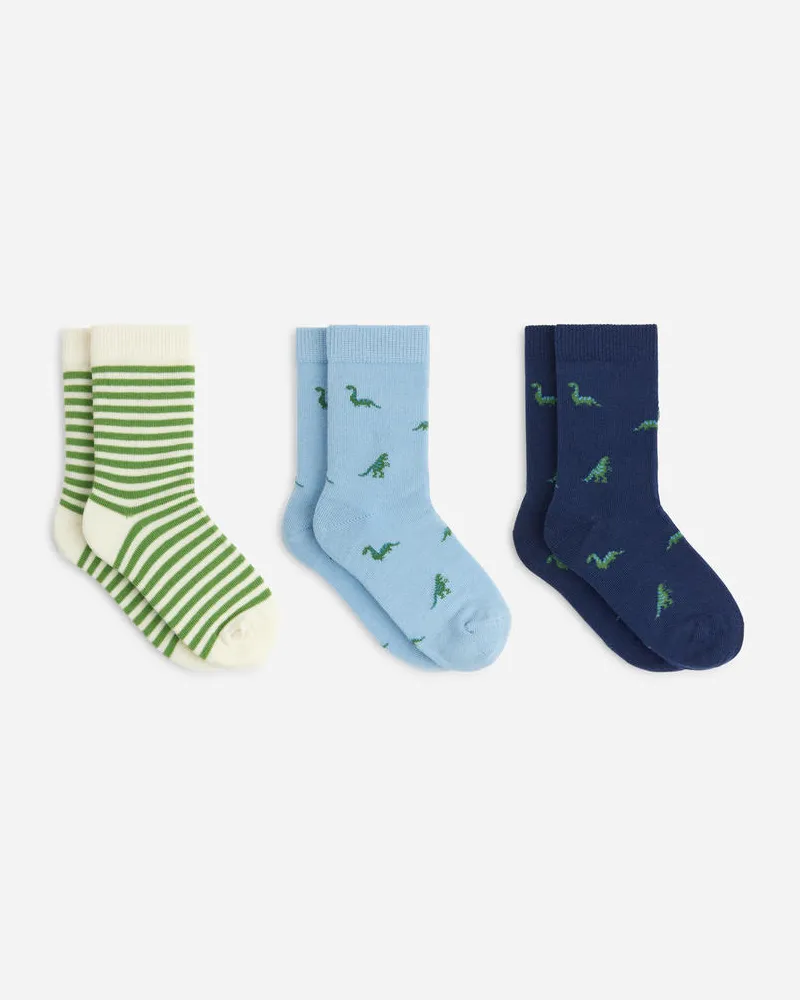 Arket Baumwollsocken, 3Er-Pack - Blau|Beige|Grün|Mehrfarbig Blau