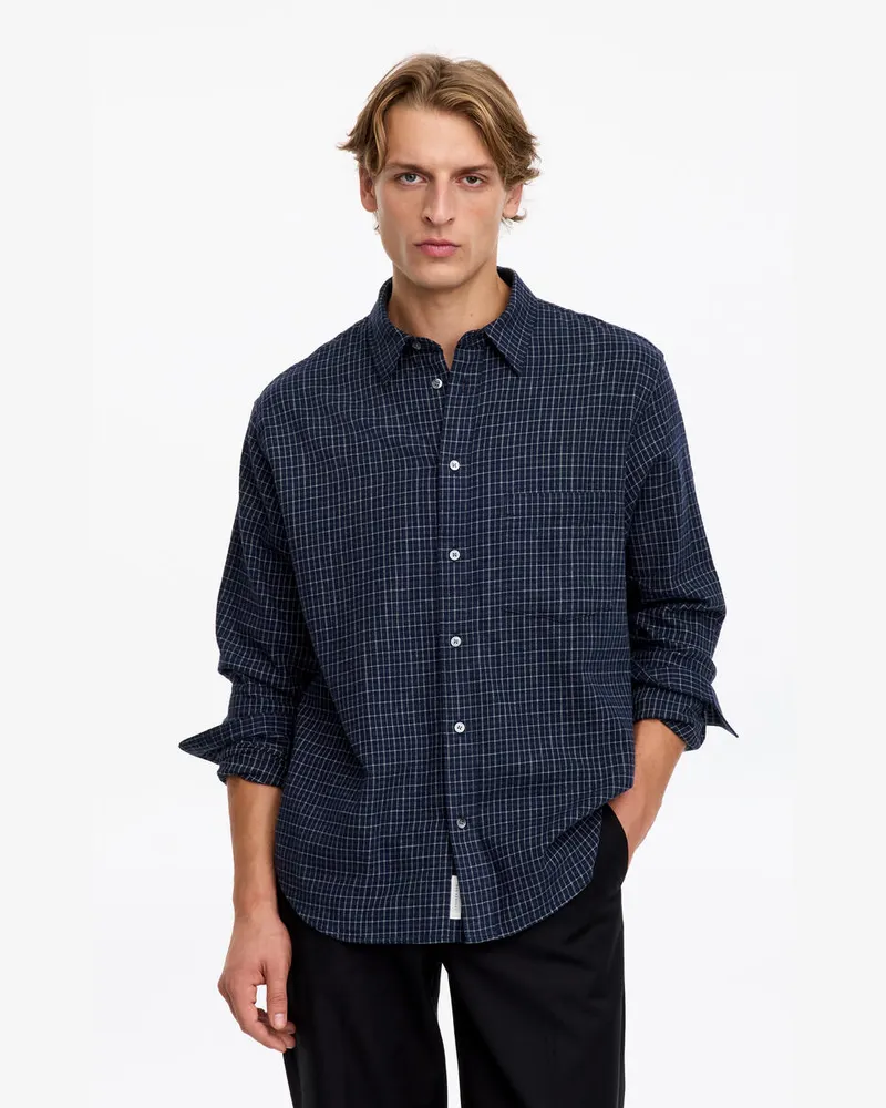 Arket Hemd Aus Gebürstetem Flanell -Blau Blau