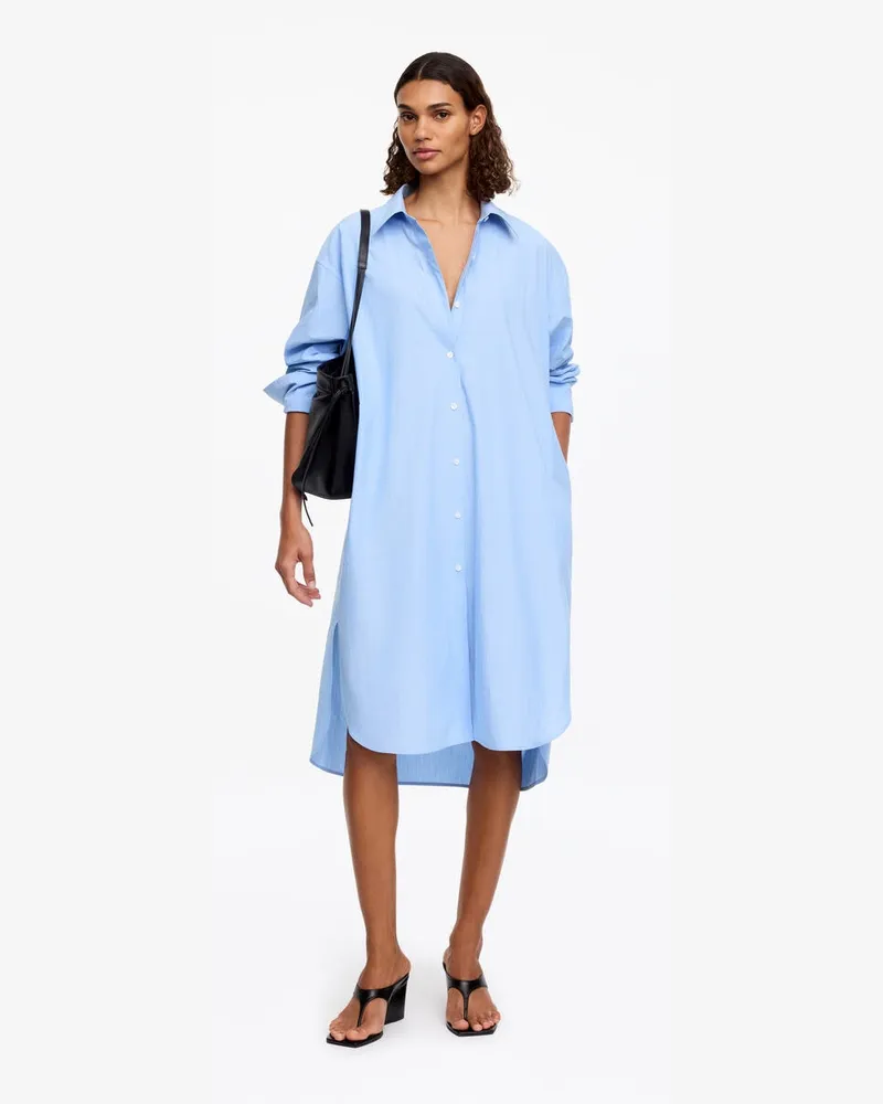Arket Weites Hemdkleid Aus Baumwolle -Blau Blau