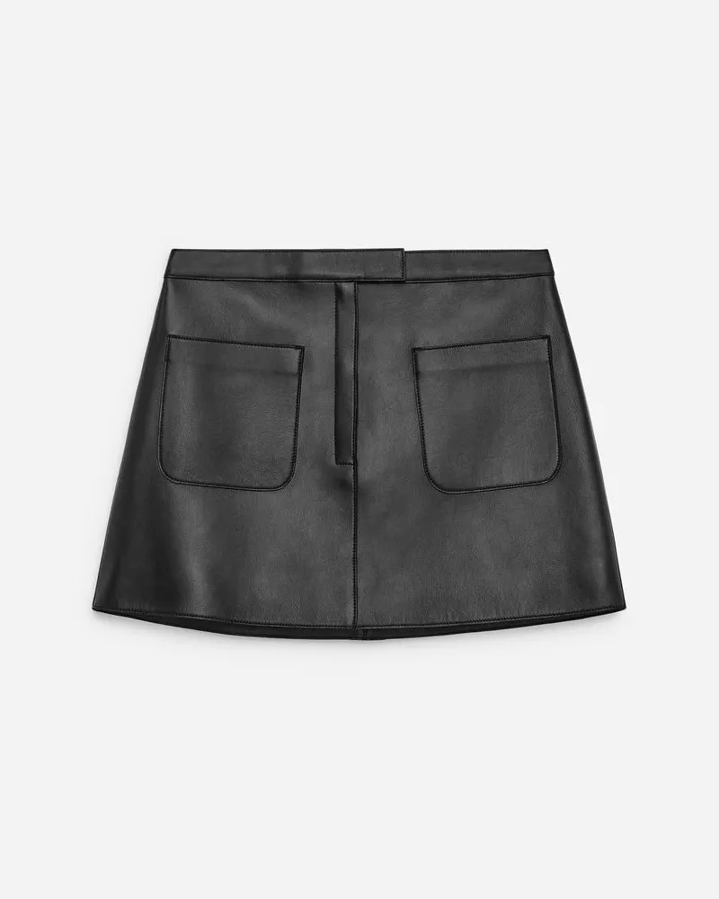 Arket Minirock Aus Leder -Schwarz Schwarz