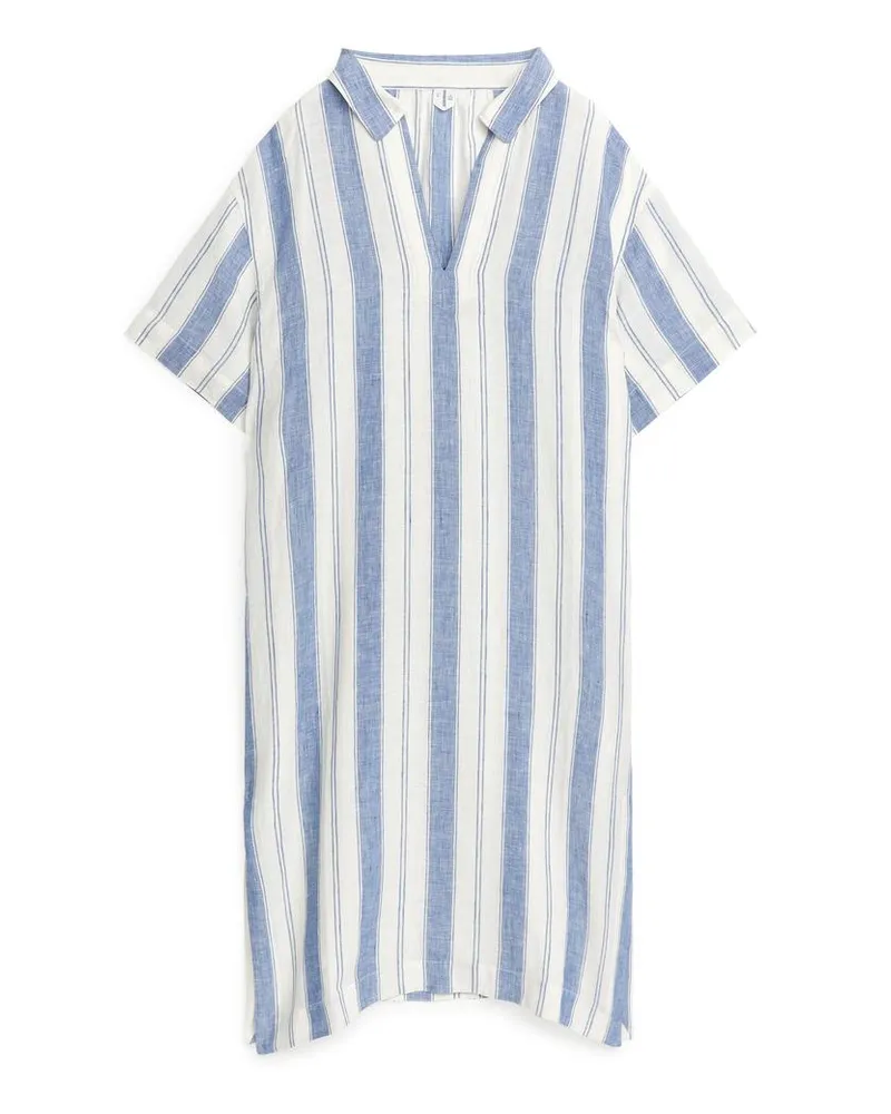 Arket Legeres Leinenkleid - Blau|Mehrfarbig|Weiß Blau