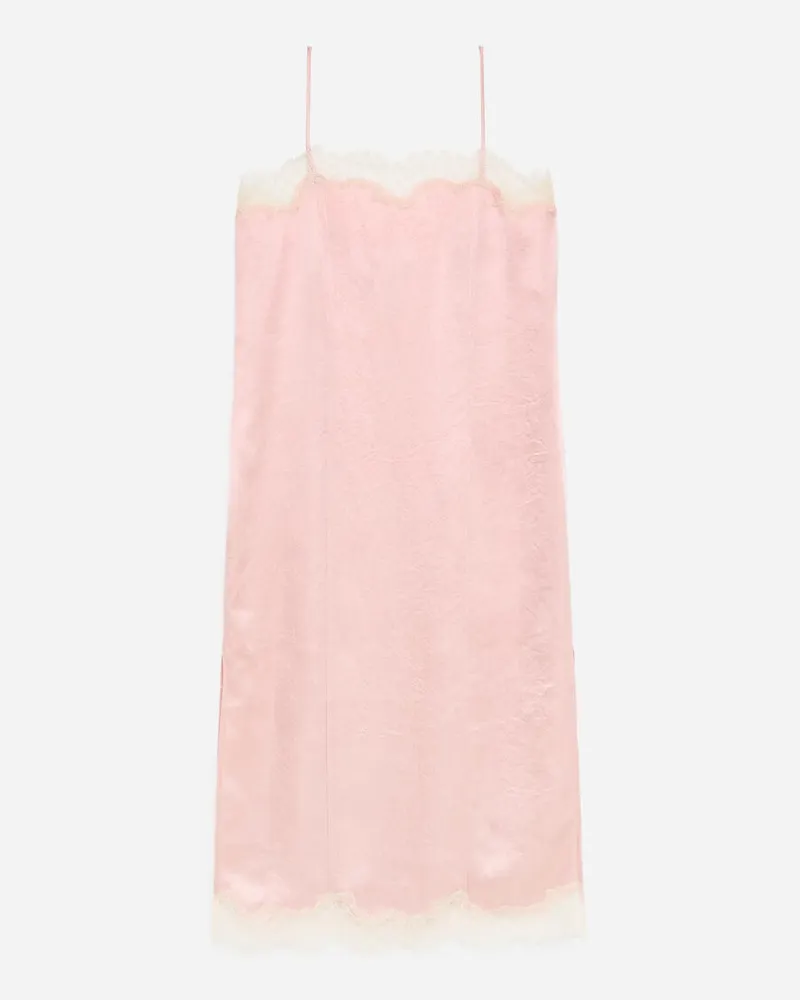 Arket Slipkleid Mit Spitze -Rosa Rosa