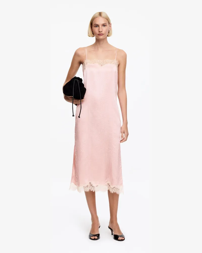 Arket Slipkleid Mit Spitze -Rosa Rosa