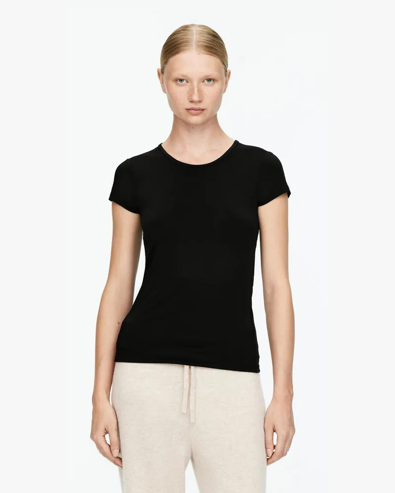 Arket T-Shirt Aus Mikrofaser -Schwarz Schwarz