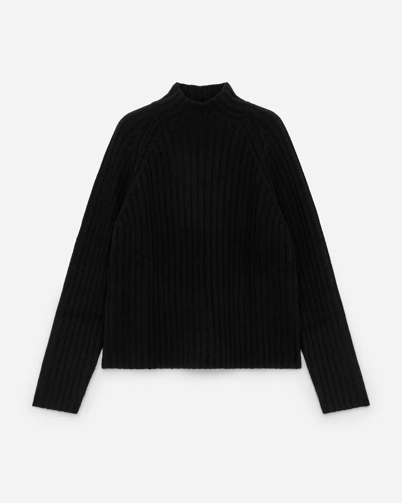 Arket Rippstrickpullover -Schwarz Schwarz