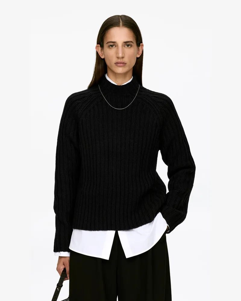 Arket Rippstrickpullover -Schwarz Schwarz