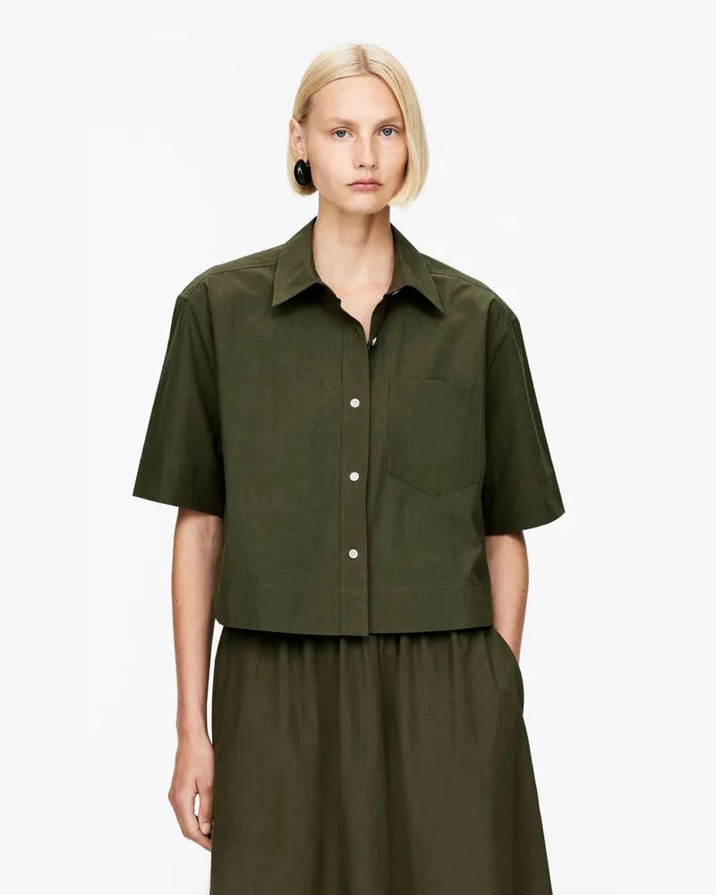 Arket Kurzärmlige Hemdbluse -Grün Grün