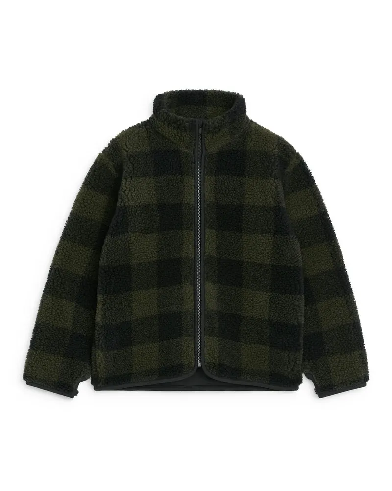 Arket Teddyjacke - Grün Khaki
