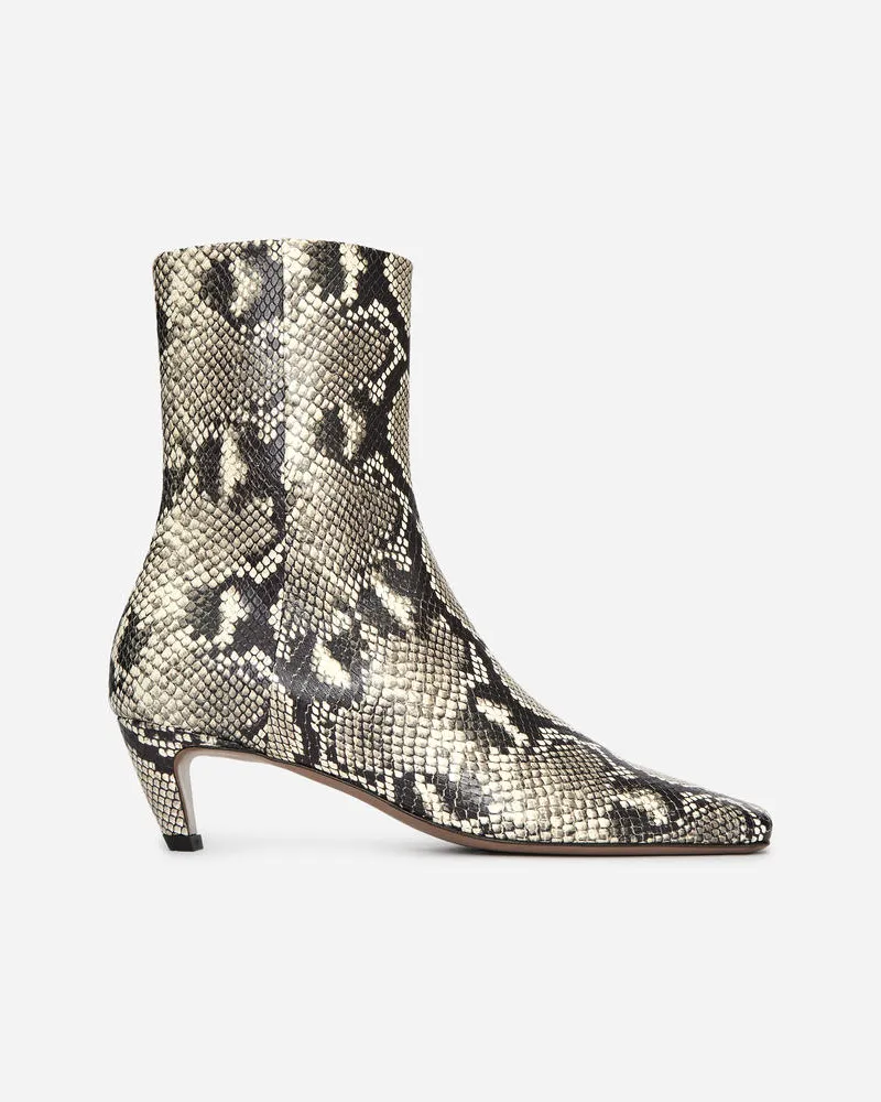 Arket Stiefeletten Mit Eckiger Zehenpartie - Beige|Schwarz Schlange