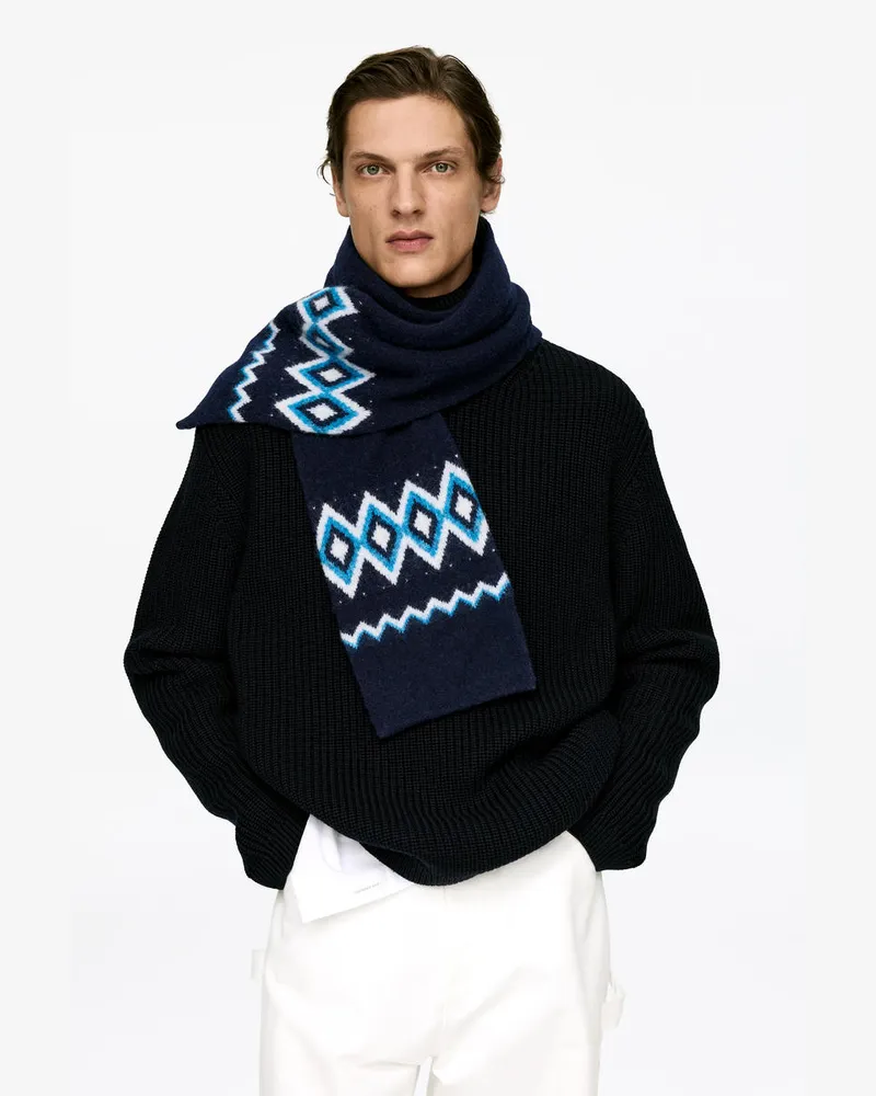 Arket Schal Aus Wolle Und Alpakawolle -Blau Blau