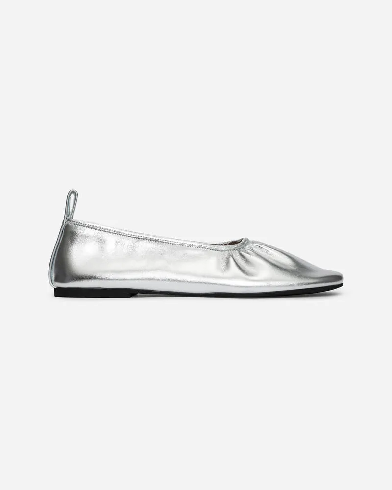 Arket Lederballerina - Silberfarben Silber