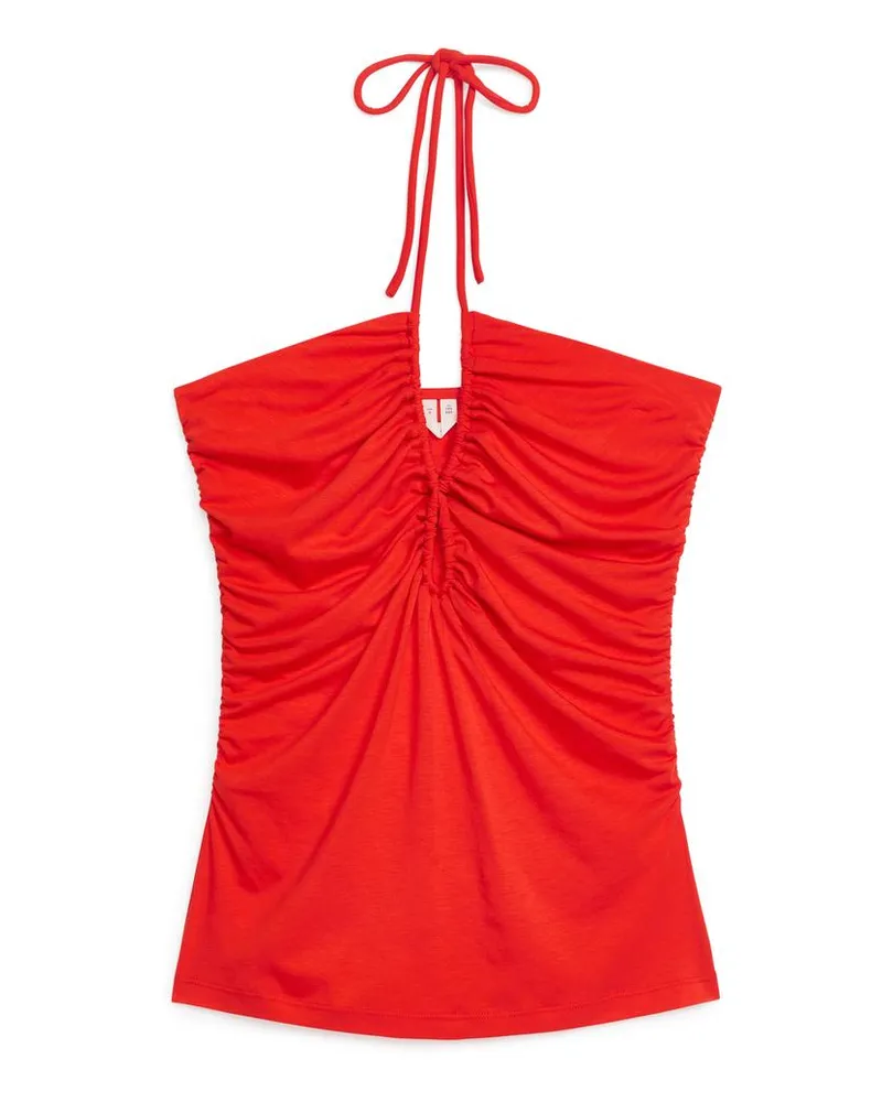 Arket Neckholder-Top Aus Lyocellmischung - Orange|Rot Knallrot