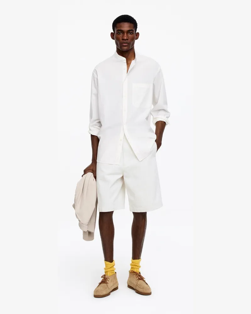 Arket Lockere Shorts Aus Baumwolle Und Leinen -Weiß Weiß