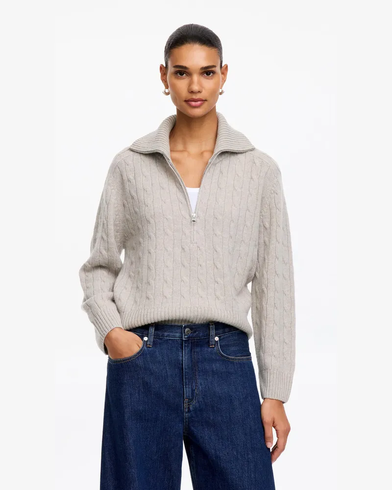 Arket Kaschmirpullover Mit Kurzem Reißverschluss -Beige Beige