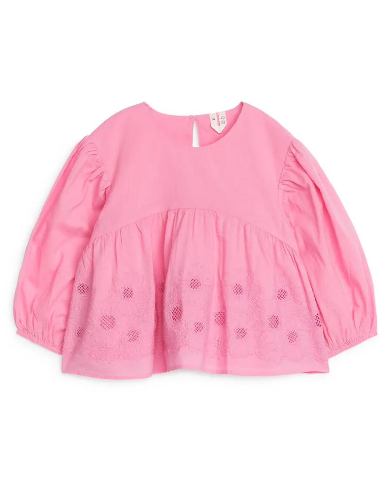 Arket Bluse Mit Puffärmeln - Rosa Rosa