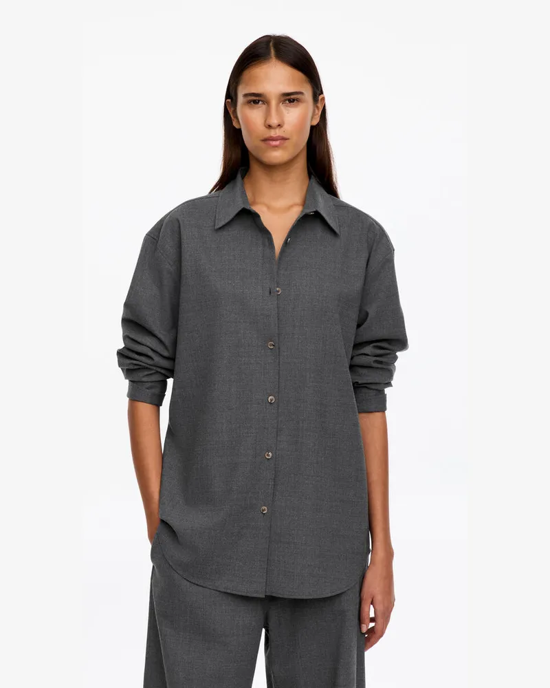 Arket Flanellhemd Aus Wollmischung -Grau Grau