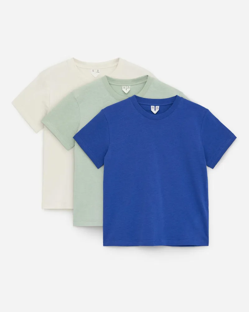 Arket T-Shirt Mit Rundhalsausschnitt, 3Er-Pack - Grün Cremeweiß