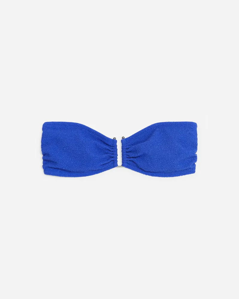 Arket Texturiertes Bandeau-Bikinioberteil - Blau Blau