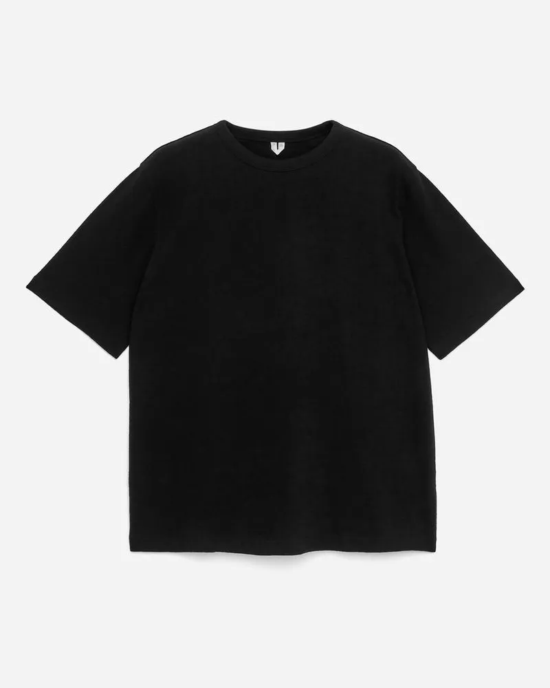 Arket Lockeres Bouclé-T-Shirt -Schwarz Schwarz