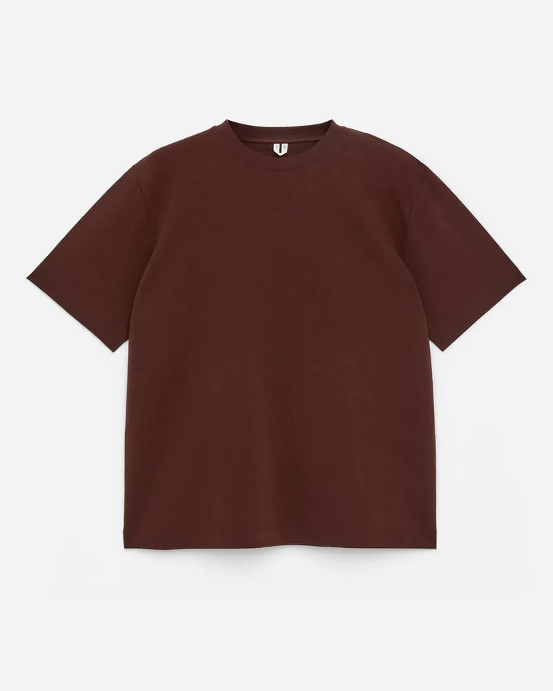 Arket Kastiges Interlock-T-Shirt -Braun Braun