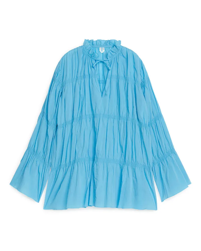 Arket Gesmokte Bluse - Blau|Türkis Türkis