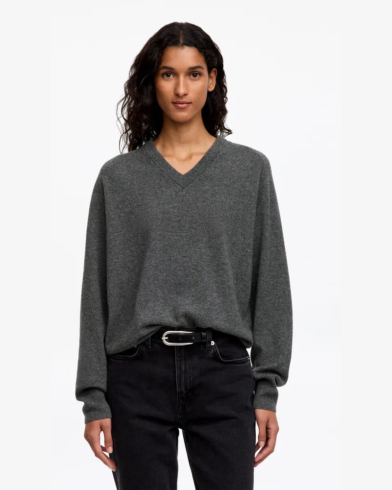 Arket Lockerer Kaschmirpullover Mit V-Ausschnitt -Grau Grau