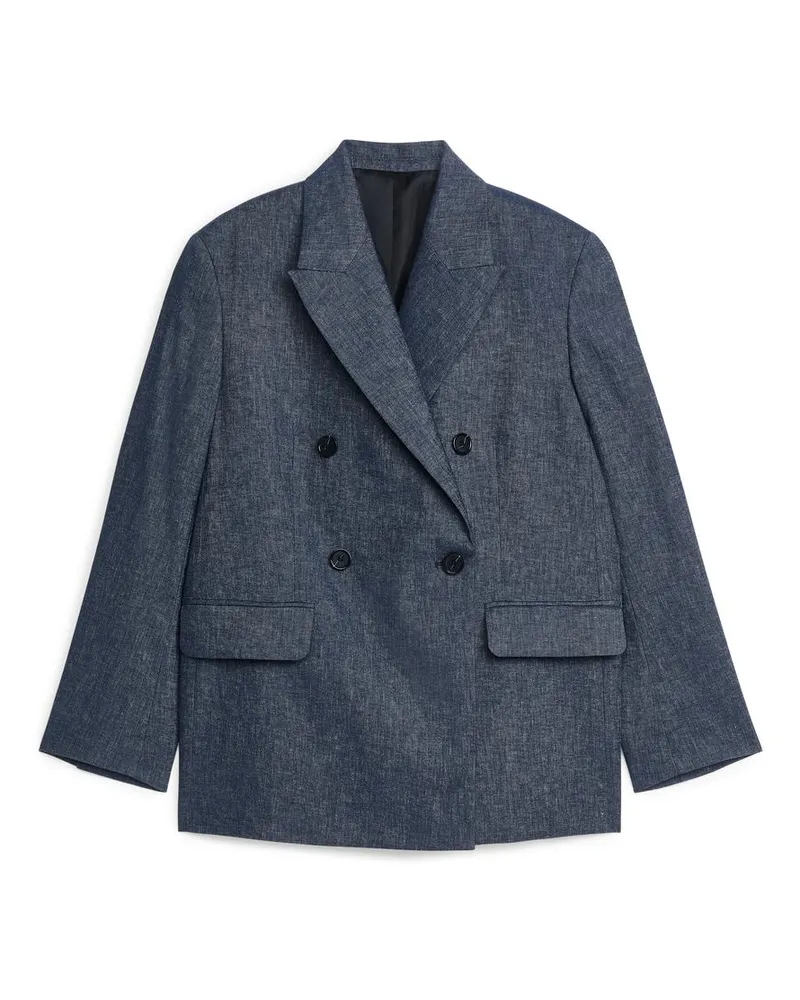 Arket Oversize-Blazer aus Leinen Und Baumwolle Blau