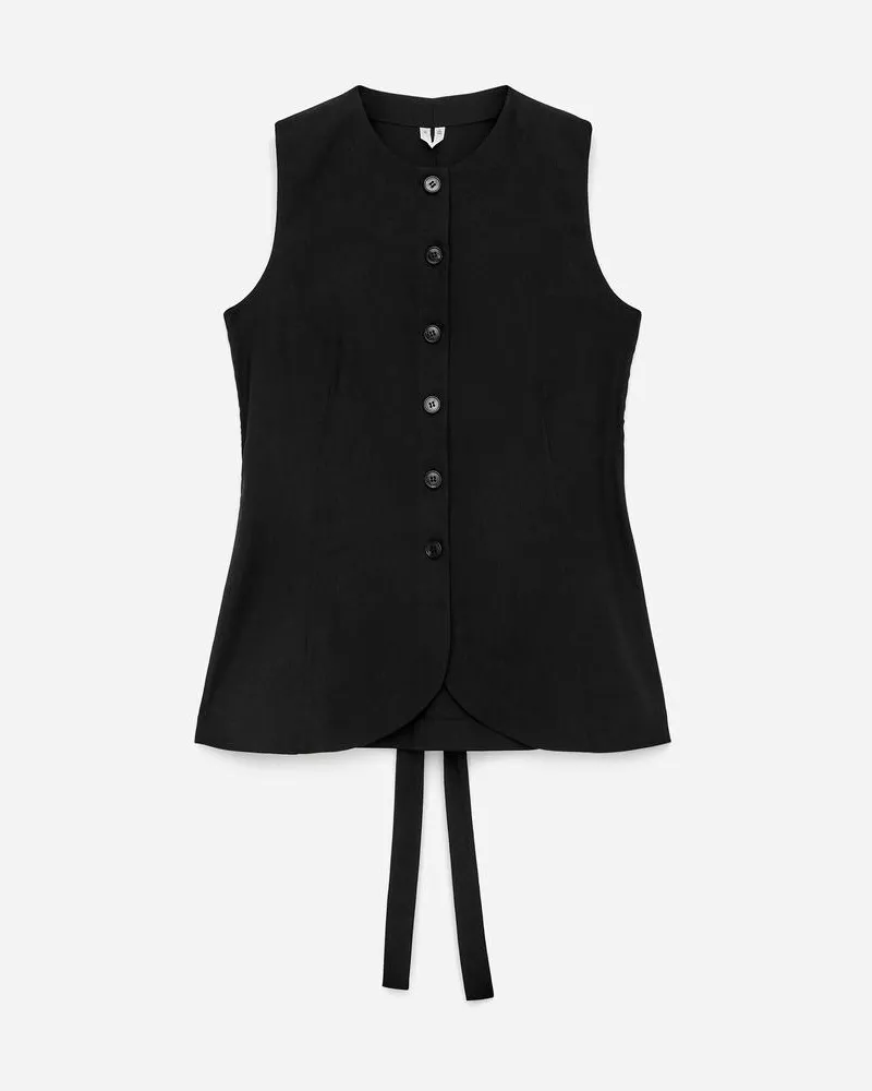 Arket Weste Aus Leinenmix -Schwarz Schwarz