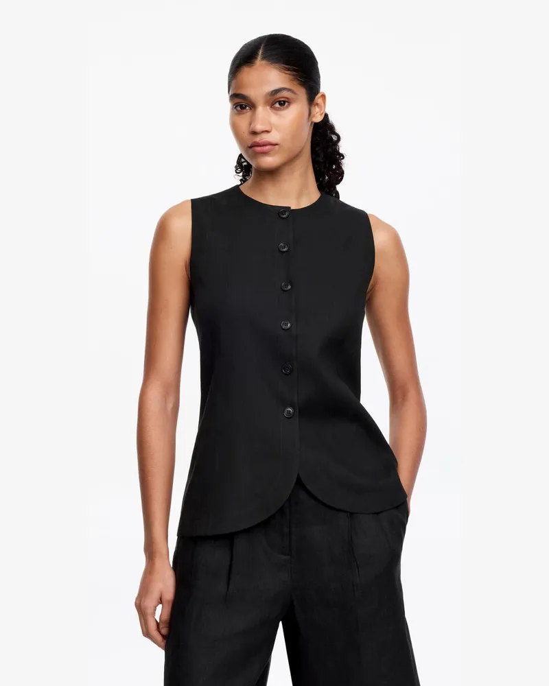 Arket Weste Aus Leinenmix -Schwarz Schwarz