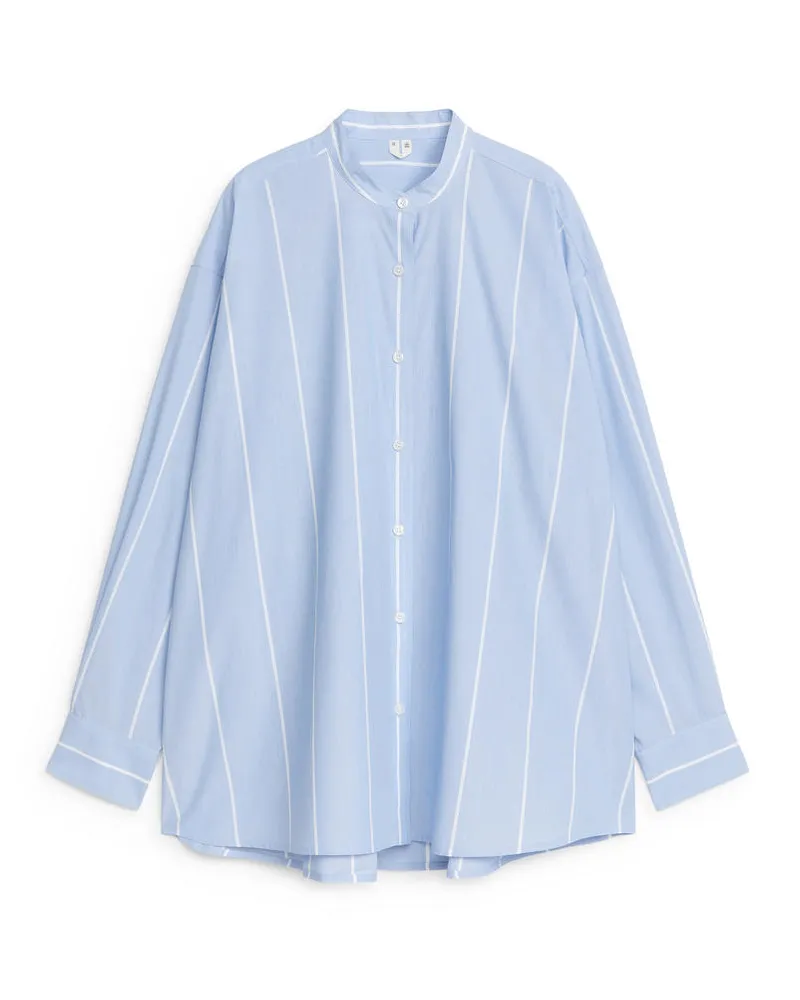Arket Oversize-Hemd Aus Baumwolle - Blau|Mehrfarbig Hellblau