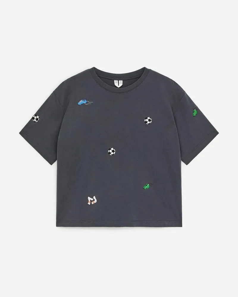 Arket Besticktes T-Shirt -Grau Grau