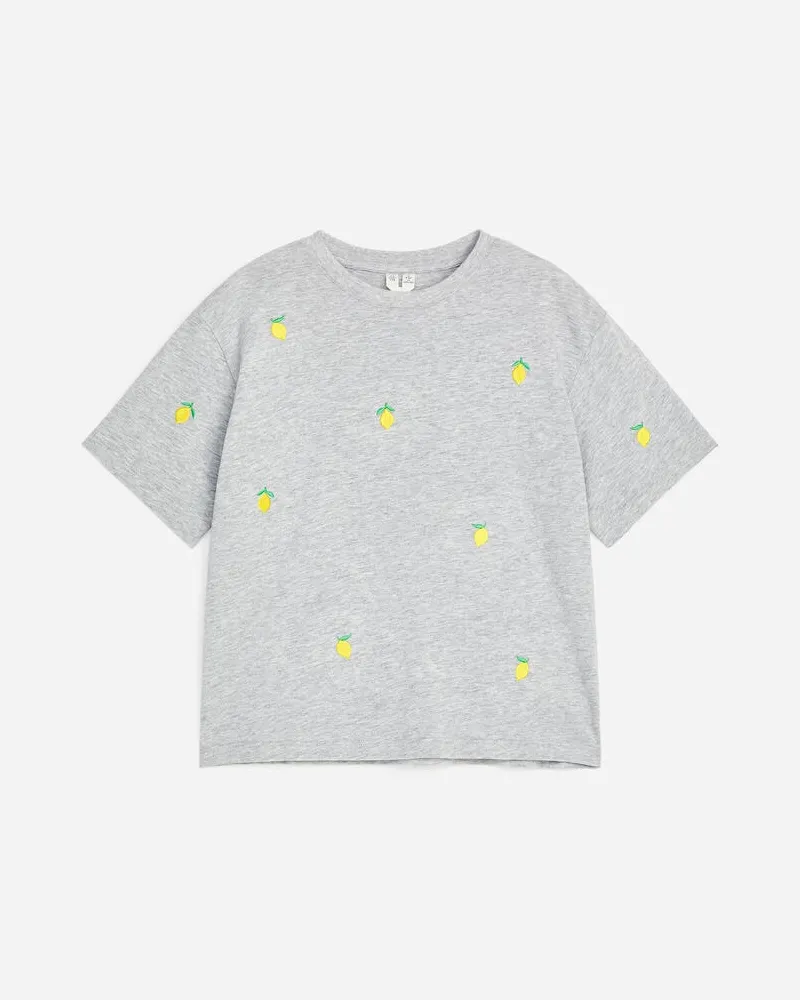 Arket Besticktes T-Shirt -Grau Grau