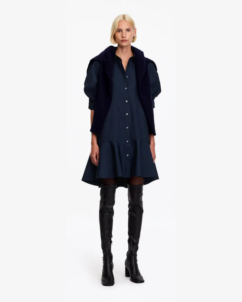 Arket Hemdkleid Aus Baumwolle Mit Schößchen -Blau Blau
